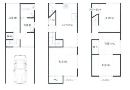 Floor plan. 17.8 million yen, 5LDK, Land area 47.32 sq m , Building area 96.26 sq m 5LDK + is a floor plan of the garage