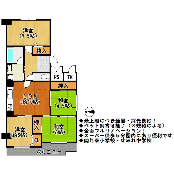 Floor plan. 4LDK, Price 19,800,000 yen, Occupied area 72.56 sq m , Balcony area 7.74 sq m floor plan