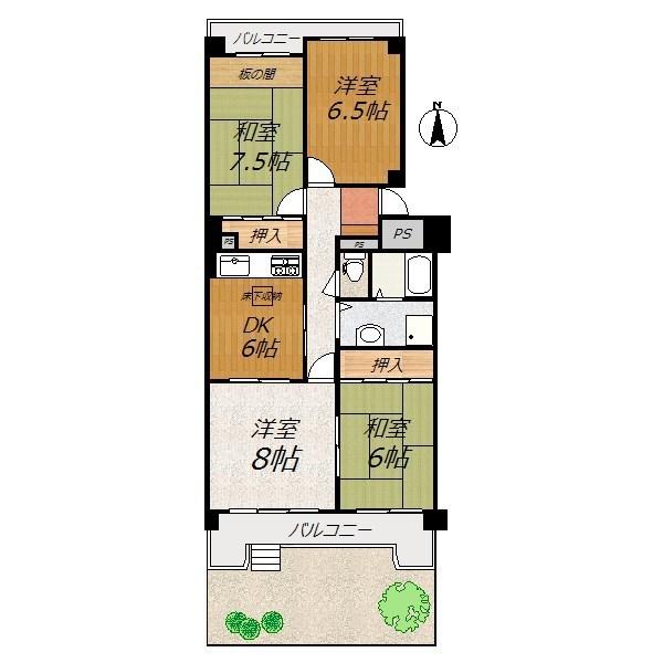 Floor plan. 4DK, Price 15.9 million yen, Occupied area 79.41 sq m , Balcony area 16.6 sq m