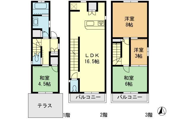 Floor plan. 24,300,000 yen, 4LDK, Land area 71.12 sq m , Building area 86.94 sq m 4LDK
