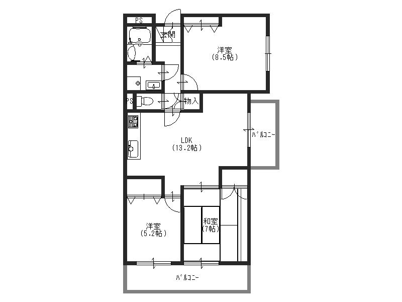 Floor plan. 3LDK, Price 17.4 million yen, Occupied area 78.34 sq m , Balcony area 12.15 sq m