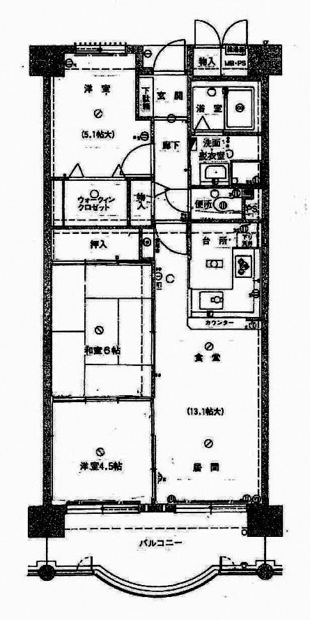 Floor plan. 3LDK, Price 11.5 million yen, Occupied area 65.08 sq m , Is a floor plan of the balcony area 10.37 sq m 3LDK