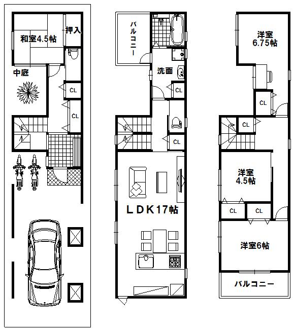 Floor plan. Price 35,800,000 yen, 4LDK, Land area 71.41 sq m , Building area 140.13 sq m