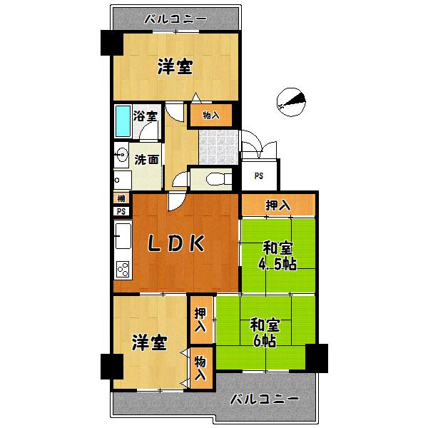 Floor plan. 3LDK, Price 17.8 million yen, Footprint 71.2 sq m , Balcony area 14.21 sq m floor plan