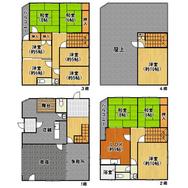 Floor plan. 80 million yen, 9LDK, Land area 113.38 sq m , Building area 309.33 sq m