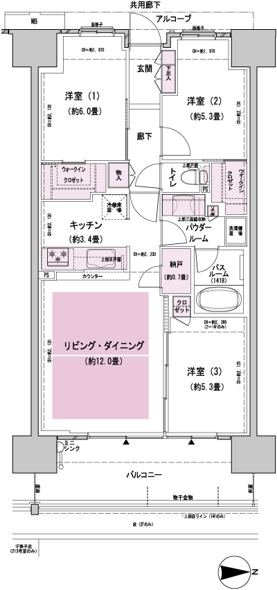 Floor: 3LD ・ K + N + 2WIC, occupied area: 70.58 sq m, Price: TBD