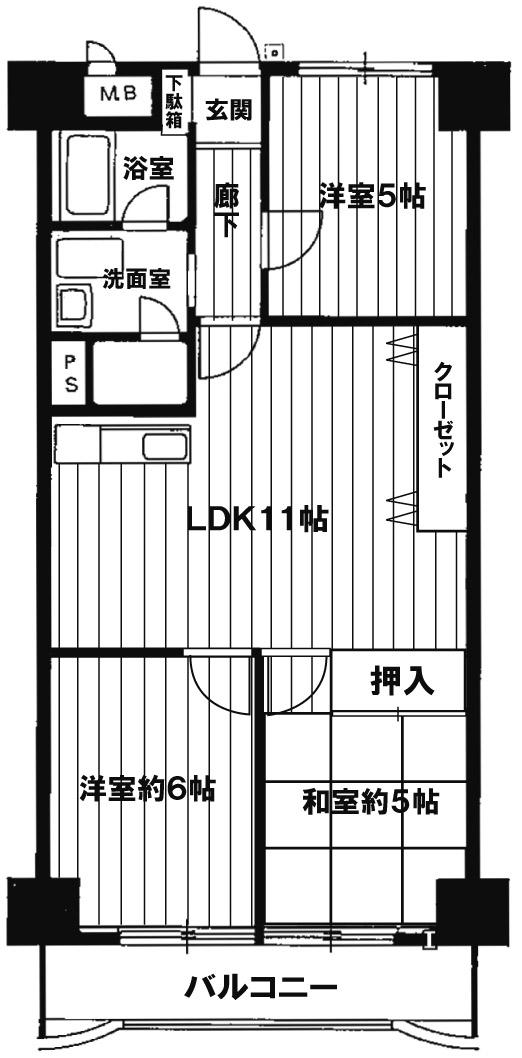 Floor plan. 3LDK, Price 13.8 million yen, Footprint 59.4 sq m , Balcony area 6.28 sq m