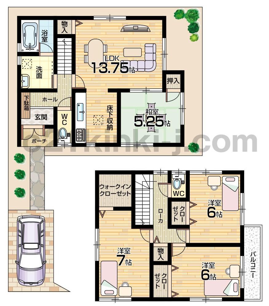 Floor plan. (No. 2 locations), Price 30,800,000 yen, 4LDK, Land area 91.16 sq m , Building area 92.34 sq m