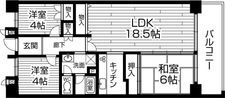 Floor plan. 3LDK, Price 15.8 million yen, Occupied area 80.27 sq m , Balcony area 9.76 sq m