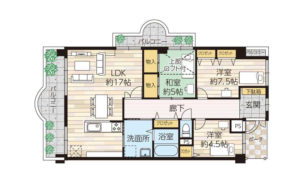 Floor plan. 3LDK, Price 23.8 million yen, Occupied area 95.32 sq m , Balcony area 16.54 sq m