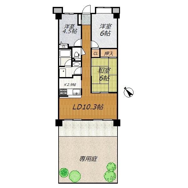 Floor plan. 3LDK, Price 18,800,000 yen, Occupied area 61.49 sq m , Balcony area 4.75 sq m
