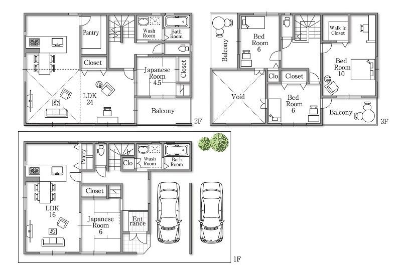 Floor plan. 66,800,000 yen, 5LLDDKK, Land area 125.34 sq m , Building area 196.83 sq m reference plan (floor plan is free)