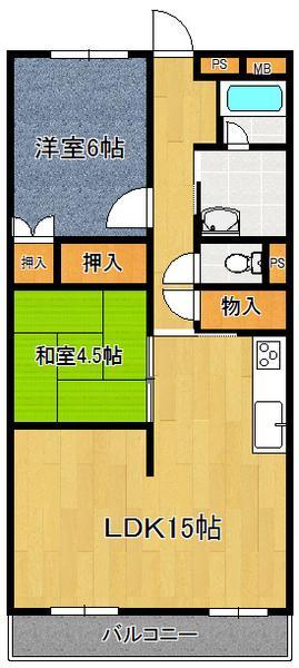 Floor plan. 2LDK, Price 13.1 million yen, Footprint 59.4 sq m , Balcony area 6.48 sq m whole room with storage space, 2LDK