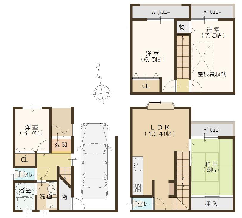 Floor plan. 15.9 million yen, 4LDK, Land area 48.7 sq m , Building area 95.87 sq m   [Floor plan] 