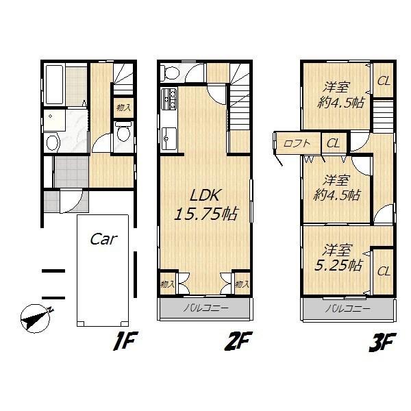 Floor plan. 23.8 million yen, 3LDK, Land area 59.85 sq m , Building area 82.62 sq m easy-to-use 3LDK.
