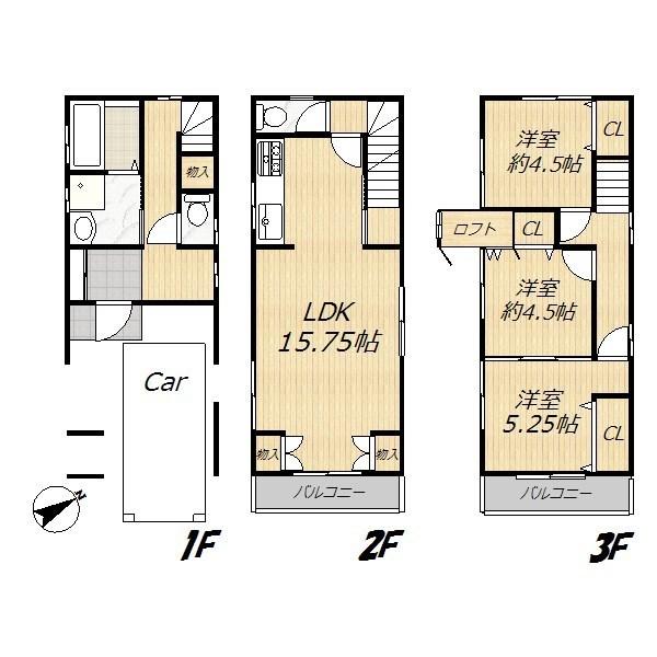 Floor plan. 23.8 million yen, 3LDK, Land area 59.85 sq m , Building area 82.62 sq m easy-to-use 3LDK. 