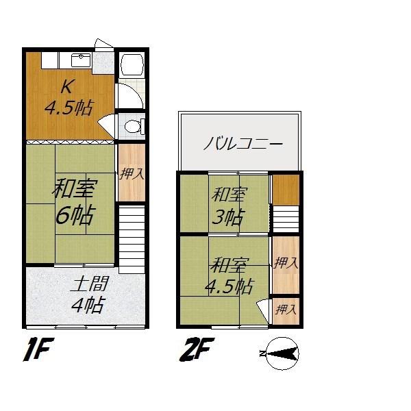 Floor plan. 5.8 million yen, 3K, Land area 39.3 sq m , Balcony of the building area 49.01 sq m 2 floor is wide. 