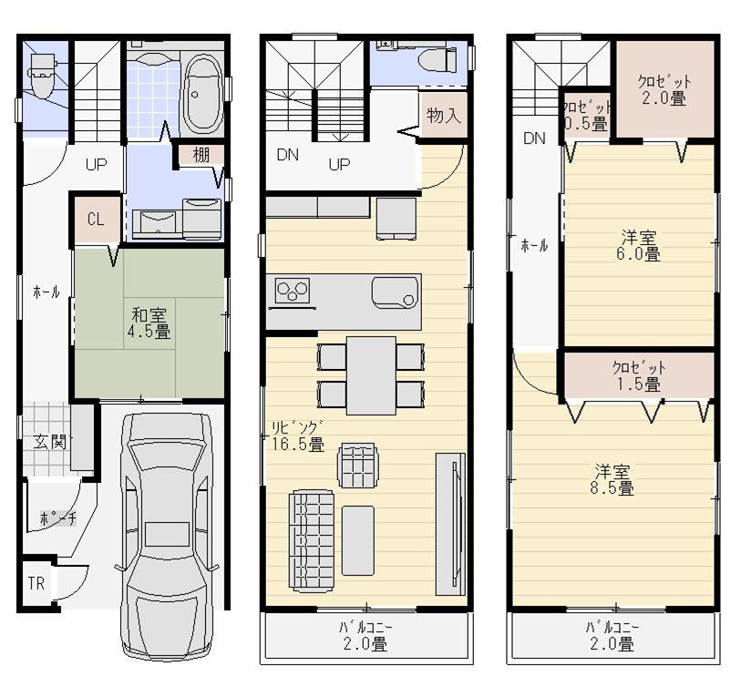 Building plan example (floor plan). Building plan example (No. 1 place) Building Price     16.8 million yen, Building area 96.36 sq m