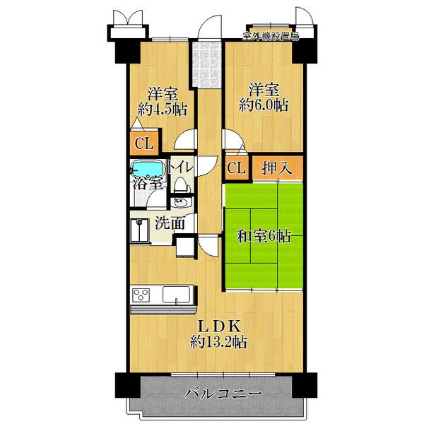 Floor plan. 3LDK, Price 18,800,000 yen, Occupied area 64.31 sq m , Balcony area 11.12 sq m