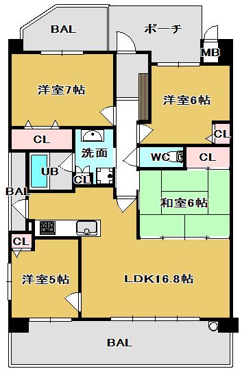 Floor plan. 4LDK, Price 27,800,000 yen, Occupied area 87.27 sq m , Balcony area 5.6 sq m spacious 4LDK! !
