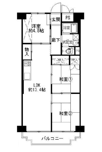 Floor plan. 3LDK, Price 13.8 million yen, Occupied area 60.78 sq m , Is a floor plan of the balcony area 6.13 sq m 3LDK