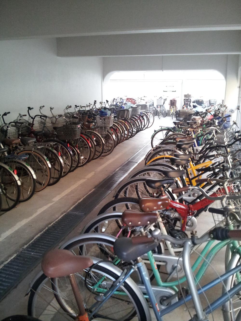 Other common areas. Bicycle parking lot that has been lined up to clean!
