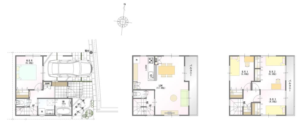 Floor plan. (No. 22 locations), Price 36,100,000 yen, 4LDK, Land area 62.66 sq m , Building area 109.48 sq m