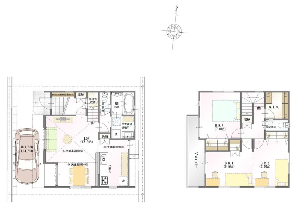 Building plan example (floor plan). Building plan example (No. 6 locations) 3LDK, Land price 23,075,000 yen, Land area 82.05 sq m , Building price 18,506,000 yen, Building area 91.53 sq m