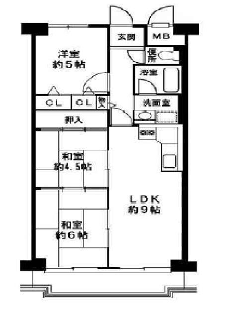 Floor plan. 3LDK, Price 13.8 million yen, Occupied area 59.04 sq m , Balcony area 6.18 sq m south-facing 3LDK