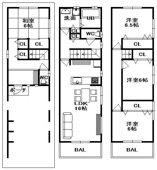 Building plan example (floor plan). Building plan example building price 16 million yen, Building area 80 sq m  ~