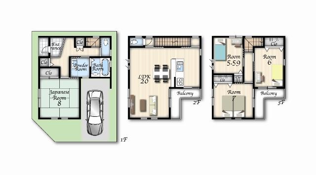 Floor plan. (No. 1 point), Price 40,800,000 yen, 4LDK, Land area 67.9 sq m , Building area 112.59 sq m