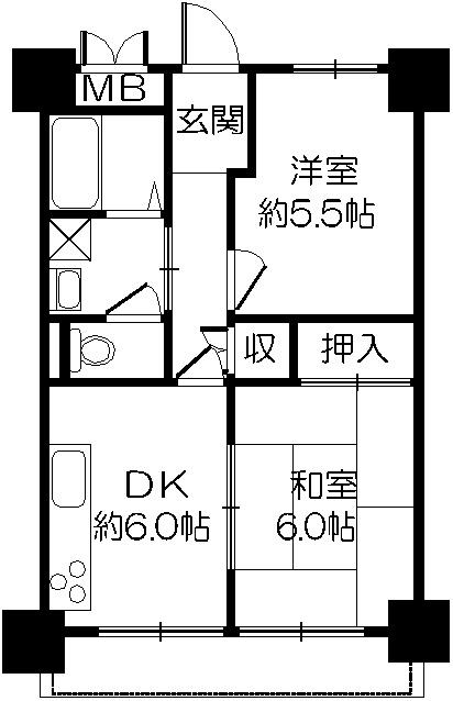 Floor plan. 2DK, Price 8.8 million yen, Occupied area 47.77 sq m , Balcony area 6.14 sq m Spacious 2LDK