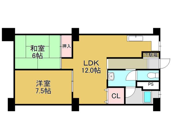 Floor plan. 2LDK, Price 9.8 million yen, Spacious living space in the occupied area 58.57 sq m all room 6 tatami mats or more ☆