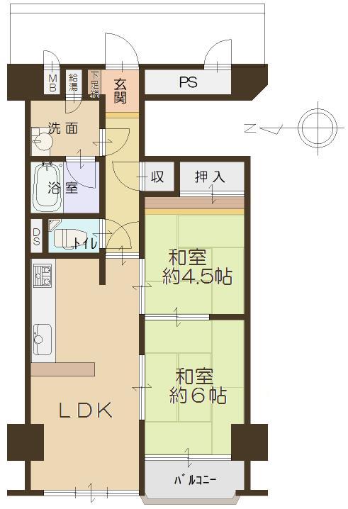 Floor plan. 2LDK, Price 9.9 million yen, Footprint 54.3 sq m , Balcony area 3.01 sq m   [Floor plan]