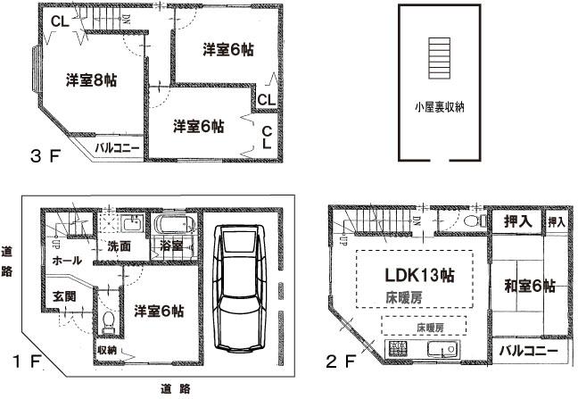 Floor plan. 24,800,000 yen, 5LDK, Land area 49.35 sq m , Building area 101.4 sq m