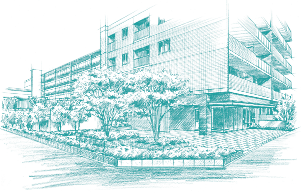 Shared facilities.  [Corner Garden] Planting flowers and trees on the site northwest corner of the dynamic line from the station, It will produce the ice top of town (Rendering Illustration)