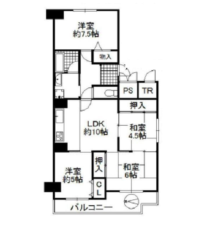 Floor plan. 4LDK, Price 18,800,000 yen, Occupied area 72.56 sq m , Balcony area 7.74 sq m