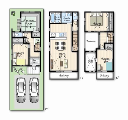 Floor plan. Price 40,800,000 yen, 4LDK, Land area 78.73 sq m , Building area 108 sq m