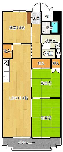 Floor plan. 3LDK, Price 13.8 million yen, Occupied area 60.78 sq m , Balcony area 6.13 sq m renovation completed! It is ready-to-move-in!
