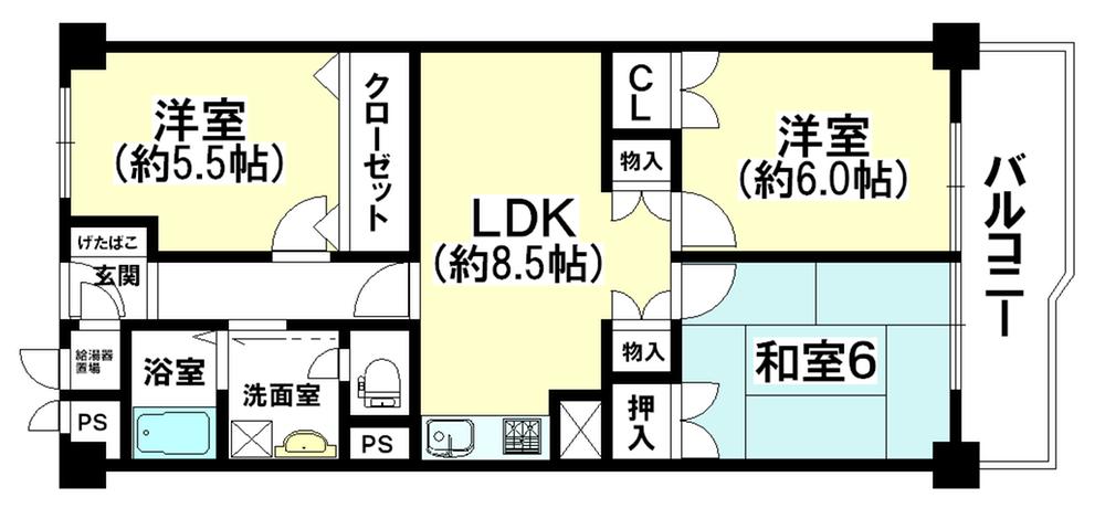 Floor plan. 3LDK, Price 13.5 million yen, Occupied area 68.75 sq m , Balcony area 7.5 sq m   ■ The room is very beautiful