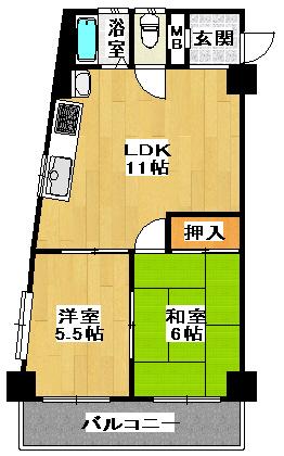 Floor plan. 2DK, Price 4.8 million yen, Occupied area 50.21 sq m , Balcony area 4 sq m