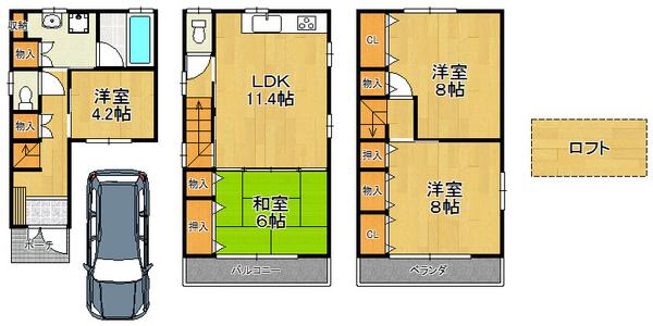 Floor plan. 24,800,000 yen, 4LDK, Land area 52.98 sq m , Building area 100.73 sq m