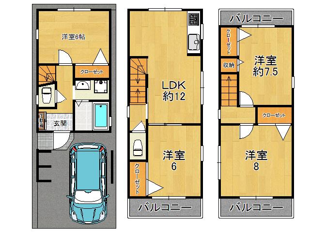 Floor plan. 28.8 million yen, 4LDK, Land area 57.44 sq m , Building area 92.34 sq m