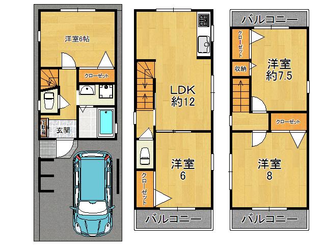 Floor plan. 28.8 million yen, 4LDK, Land area 57.44 sq m , Building area 92.34 sq m