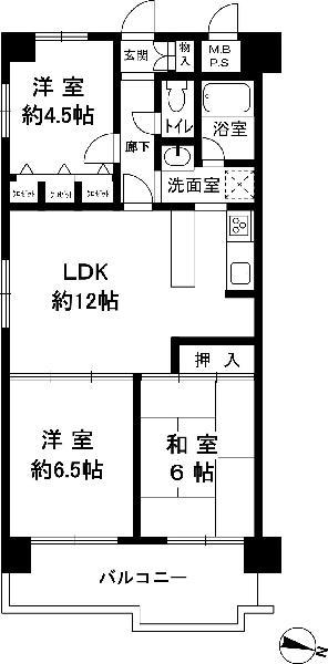 Floor plan. 2LDK, Price 15.8 million yen, Occupied area 62.04 sq m , Balcony area 9.09 sq m