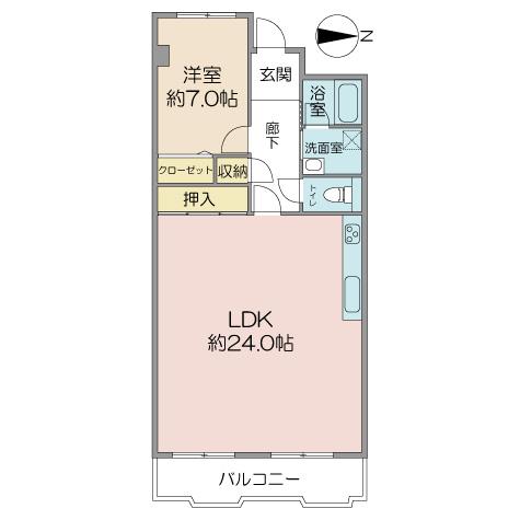 Floor plan. 1LDK, Price 18.9 million yen, Occupied area 70.89 sq m , Balcony area 7.86 sq m