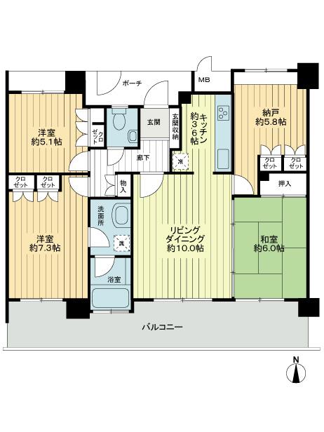 Floor plan. 3LDK, Price 37 million yen, Occupied area 81.21 sq m , Balcony area 20.55 sq m