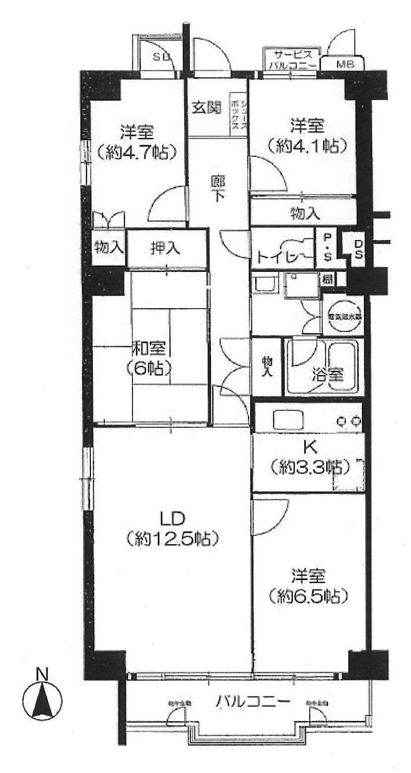 Floor plan. 4LDK, Price 27,800,000 yen, Occupied area 84.72 sq m , Balcony area 7.35 sq m