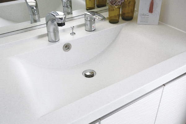 Bathing-wash room.  [Bowl-integrated counter] Modern counter top of the bowl integrated hotel-like design. Care is also easy, It is a high-quality artificial marble (same specifications)