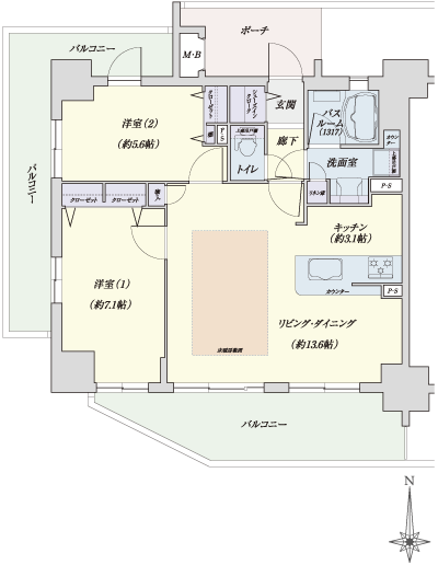 Floor: 2LDK, occupied area: 62.16 sq m, Price: 31,446,000 yen